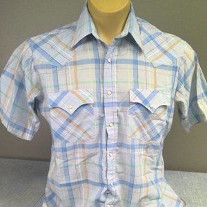 Vintage Holt Western Pearl Snap Short Sleeve Shirt Plaid Men's Large